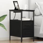 vidaXL Sängbord 2 pcs Svart ek 30 x 48 x 61 cm Konstruerat trä