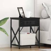 vidaXL Sängbord med laddningsstation 2 pcs Svart ek 41 x 31 x 51 cm