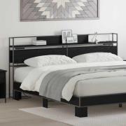 vidaXL Förvaringshuvudgavel med hylla Svart ek 200 cm Konstruerat trä