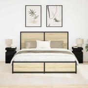 vidaXL Sängbord med 2 pcs Svart ek 35 x 39 x 55 cm Konstruerat trä