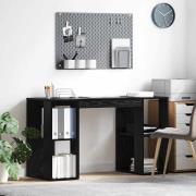 vidaXL Skrivbord med förvaring med hylla Svart Ek 130 x 50,5 x 75 cm