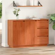 vidaXL Sideboard med låda Brun Ek 111 x 34 x 75 cm Massiv furu
