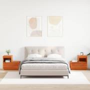 vidaXL Nattduksbord med låda 2 pcs Vaxbrun 60 x 34 x 51 cm Massiv furu