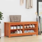 vidaXL Skobänk med hylla Vaxbrun 110 x 38 x 45.5 cm Massiv furu
