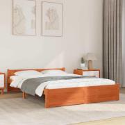 vidaXL Sängram Vaxbrun 205,5 x 145,5 x 51 cm Massiv furu