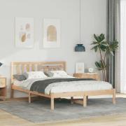 vidaXL Sängram med huvudgavel Brun 120 x 200 cm Massiv furu