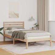 vidaXL Sängram med huvudgavel Brun 90 x 200 cm Massiv furu