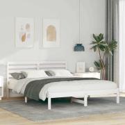 vidaXL Sängram med huvudgavel Vit 140 x 200 cm Massiv furu