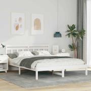 vidaXL Sängram Vit 150 x 200 cm Massiv furu