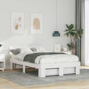 vidaXL Sängram med huvudgavel Vit 120 x 190 cm Massiv furu