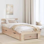 vidaXL Sängram med huvudgavel Naturfärg 90 x 200 cm Massiv furu