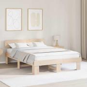 vidaXL Sängram med huvudgavel Naturfärg 160 x 200 cm Massiv furu