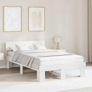 vidaXL Sängram med huvudgavel Vit 120 x 200 cm Massiv furu