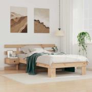 vidaXL Sängram med huvudgavel Brun 90 x 200 cm Massiv furu