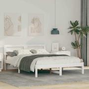vidaXL Sängram med huvudgavel Vit 120 x 200 cm Massiv furu
