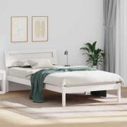 vidaXL Sängram med huvudgavel Vit 90 x 200 cm Massiv furu