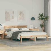 vidaXL Sängram med huvudgavel Brun 150 x 200 cm Massiv furu