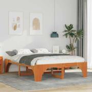 vidaXL Sängram Brun 150 x 200 cm Massiv furu
