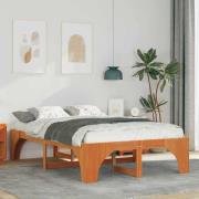 vidaXL Sängram Brun 120 x 190 cm Massiv furu