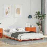 vidaXL Sängram Vaxbrun 135 x 190 cm Massiv furu