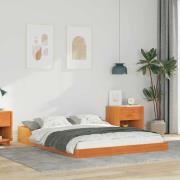 vidaXL Sängram Vaxbrun 135 x 190 cm Massiv furu