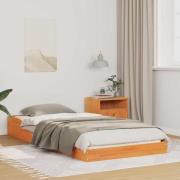 vidaXL Sängram Vaxbrun 75 x 190 cm Massiv furu