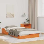 vidaXL Sängram Vaxbrun 90 x 190 cm Massiv furu