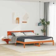 vidaXL Sängram med huvudgavel Vaxbrun 180 x 200 cm Massiv furu