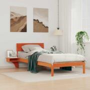 vidaXL Sängram med huvudgavel Vaxbrun 80 x 200 cm Massiv furu