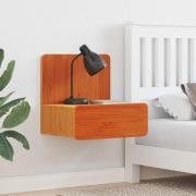 vidaXL Sängbord med låda Vaxbrun 44 x 32.5 x 40 cm Massiv furu