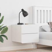 vidaXL Sängbord med låda Väggmonterad Vit 39 x 34 x 33 cm Massiv furu