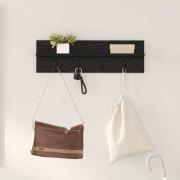 vidaXL Väggmonterad Klädhängare med hylla Svart ek 60 x 10.5 x 18 cm