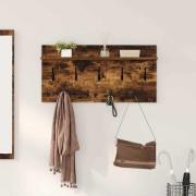 vidaXL Väggmonterad Klädhängare med hylla Rökfärgad ek 80 x 40 x 12 cm