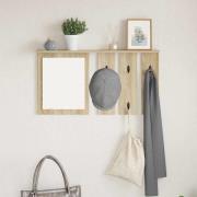 vidaXL Väggmonterad Klädhängare med hylla Sonoma ek 85 x 10 x 45 cm