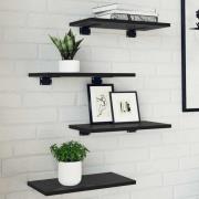 vidaXL Bokhylla Bräda 4 pcs Svart 40 x 20 x 1.5 cm Konstruerat trä