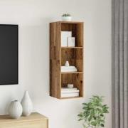 vidaXL Väggmonterad TV-bänk Väggmonterad Gammalt trä 37 x 37 x 107 cm