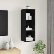 vidaXL Väggmonterad TV-bänk Svart ek 37 x 37 x 107 cm Konstruerat trä
