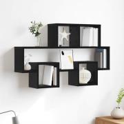 vidaXL Vägg hylla med hylla Svart ek 82 x 15 x 51 cm Konstruerat trä
