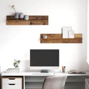 vidaXL Vägg hylla 2 pcs Gammalt trä 80 x 11,5 x 18 cm Konstruerat trä