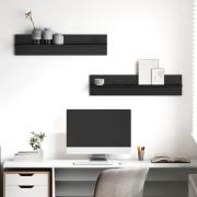 vidaXL Vägg hyllor 2 pcs Svart ek 80 x 11,5 x 18 cm Konstruerat trä