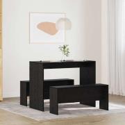 vidaXL Matgrupp 2 pcs Svart ek 97 x 47 x 75 cm Konstruerat trä
