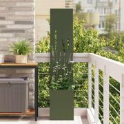 vidaXL Trädgårdsplanterare med dekorativ panel Olivgrön 32 x 140 cm