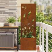 vidaXL Trädgårdsplanterare med dekorativ panel Rostig 50 x 140 cm