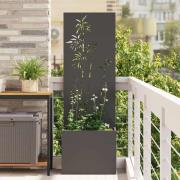 vidaXL Trädgårdsplanterare med dekorativ panel Svart 50 x 140 cm
