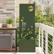 vidaXL Trädgårdsplanterare med dekorativ panel Olivgrön 50 x 140 cm