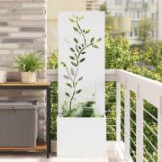 vidaXL Trädgårdsplanterare med dekorativ panel Vit 50 x 140 cm