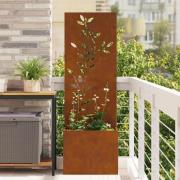 vidaXL Trädgårdsplanterare med dekorativ panel Rostig 50 x 140 cm
