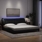 vidaXL Bed Frame with LED without Mattress "Hvar" Black 200x200 cm Fab...