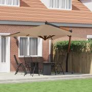 vidaXL Frihängande trädgårdsparasoll med trästång 400x300 cm taupe
