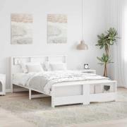 vidaXL Sängram med huvudgavel Vit 150 x 200 cm Massiv furu